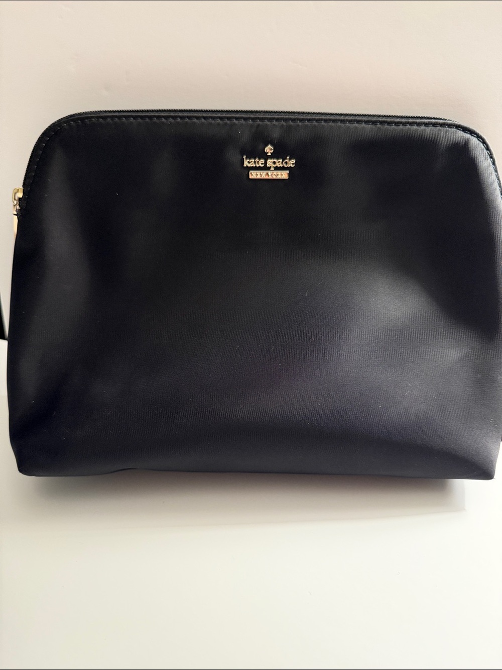 kate spade Black Nylon Travel Toiletry Case with Gold Logo